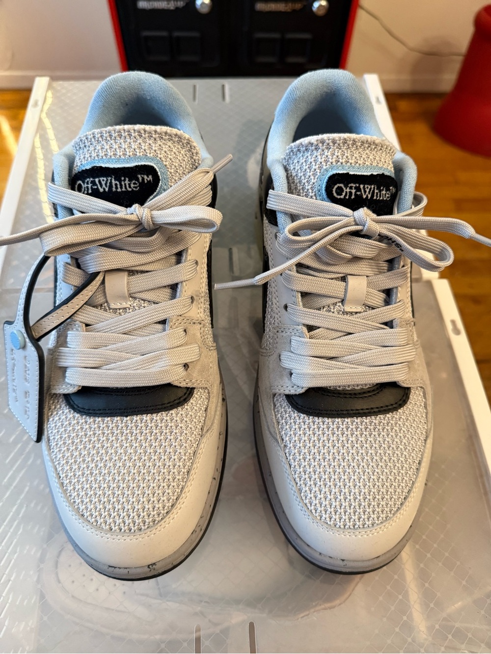 Off-White Slim Out Of Office Grey Black Sneakers EU 42 US 9 New In Box